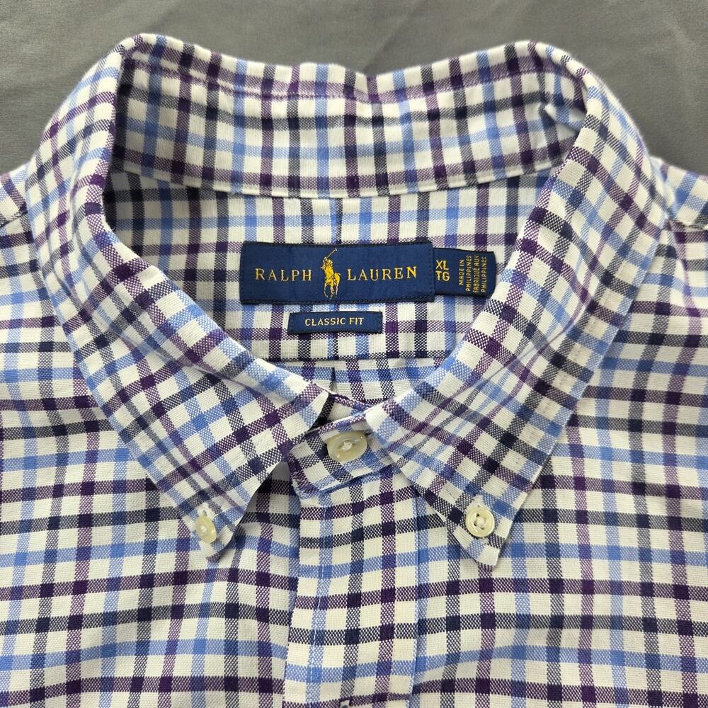 Polo Ralph Lauren Mens Gingham Check Button Down Shirt Flesh Pony Logo XL
